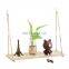 multi tier wood hanging jute rope rack wholesale floating wall shelf brackets