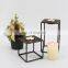 European Style Geometric black metal iron candle holder home decorative candleholder