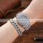 Fashion luxury trend temperament full diamond inlaid steel band quartz watch + Bracelet Set