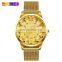 OEM skmei 9166 luxury stainless steel japanese movement golden watch men