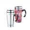 Double wall stainless steel travel coffee mug with handle