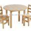 Round Kid's Wood Table with Two Chair Set