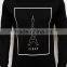 China Manufacturer Factory T-Shirt Production Cotton Fabric Long Sleeve Men Black T-Shirt With Paris Print