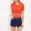 Women's Orange Basic Crew Neck Cotton Ribbed Tee Short Sleeve Stretchy Tee Shirt Top Guangzhou Supplier Manufacturer