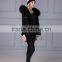 Drawstring waist Jacket Vest With Fake Fur Lining Luxury Colorful Raccoon Fur Hood