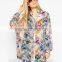 2015 New Latest Printed Blouse Designs Long Sleeve Oversized Kimono Blouse
