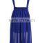New Fashion Women High Waist Bohemia Style Chiffon Pleated Suspender Dress