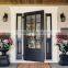 Europe house glass wooden door two fixed panel black walnut color