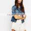 Wholesale Denim Jackets Cropped raw hem sleeves