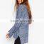 ladies blue knit sweater knitting pattern free V neck chunky tunic thin sweater