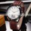 Stainless Steel Black Case Date Leather Strap Analog Quartz Casual Men Watch