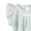 Latest Fancy Pretty Broderie Anglaise Blue Cotton Girls Top With Frilled Sleeves Kids Childerens Boutique Clothing HSd5108