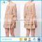2017 summer fashion off shoulder nude color burn-out fabric dresses with back vent