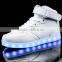 High top PU upper colorful lights sneakers led shoe stock