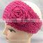 handmade knit crochet flower headband,knit headband ear warmer,knit ear warmer headband