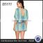 Relaxed Fit Rayon Beach Cover Dress Women Kaftan Dolman Sleeves Dress Deep Front And Back Neckline with Drawstring Tie At Nape