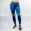 2017 new arrival yoga leggings blue cotton elastane high waist leggings panel workout tights fitness leggings