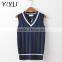 Custom boy school uniform dark blue v-neck cable knit vest sweater