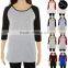 FACTORY wholesale colorful 3/4 sleeve raglan