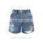 Top quality new fashion women floral painted high waist jean hot shorts ladies wholesale