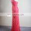 Sexy See Through Skirt Heavy Beaded Red Formal Evening Gowns For Party Girls
