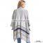 Fashion Lady mix-stripe oversized knit poncho