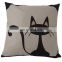 Cheap fashion decorative throw pillow cover custom cute cat design 3d digital linen handmade embroidery cushion cover