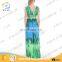 customize accept one piece fashion design green grass print cocktail dress for fat women