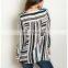 MIKA1064 Women Long Sleeve Black White Trapeze Tunic