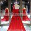 long big train Red One shoulder Sleeveless Ball Gown Evening Dress 2016