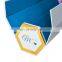 Blue 6-side gift empty box custom labels striped satin ribbon closure paper tube boxes