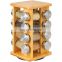 Revolving Bamboo Spice Rack With 16 Jars Countertop Spice holder Rack Organizer Spinning Countertop Spice Tower Cabinet