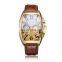 SEWOR 577 Men Classic Design Automatic Mechanical Watches Leather Strap Sun Moon Phase Casual Wristwatch