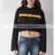2022 New Arrival Black 100 Cotton Hoodie Crop Top Women Long Sleeve Clothing Custom Embroidered Winter Pullover XXXL French OEM