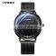 SINOBI Luxury Men's Watch Adjust Calendar Blue Sapphire Coating Glass Milanese Mesh Band Wristwatch S9790G montre homme