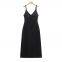 Elegant women's temperament V-neck sleeveless mid length backless dress, small black dress