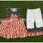 girls boutique summer clothing sets girls July 4th outfits pettiskirt and capris outfits kids clothes