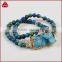 Sea Sediment Jasper Beaded Stretch Bracelet Jewelry With Druzy Bar Stone For Women 2016