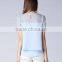 Latest Design Summer Wear Light Blue Chiffon Women Blouse 2015