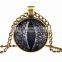 Vintage Jewelry Dragon Cat Eyes Glass Cabochon Round Pendant Chain Necklace