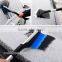 Heated and plastic snow shovel with brush