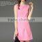 lovely pink one-piece sleeveless falbala design knee-length girl dress ladies