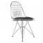 Chrome finish metal Harry Bertoia wire chair, wire mesh outdoor chair