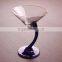 Novelty Bent cocktail glass with colorful stem