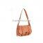Unisex brown messenger bag shoulder bag with half snap and snap pocket belt decoration