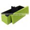 Faux Leather Folding Ottoman Storage Shoe Bench Armless, Green 43.3"x15"x15"