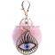 8cm Rex Rabbit Fur Ball Keychain 8Colors Car Ornaments Bag Pendant Keyring Valentine's Big Turkey Eyes Fur Pom Pom Keychain