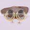 Metal Alloy Plated Gold Earrings, Circle Shape Pave Crystal Jewelry Stud Earrings
