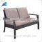 PE rattan wicker 4 pc conversation table set with gray cushions