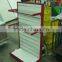 Red gondola shelving
